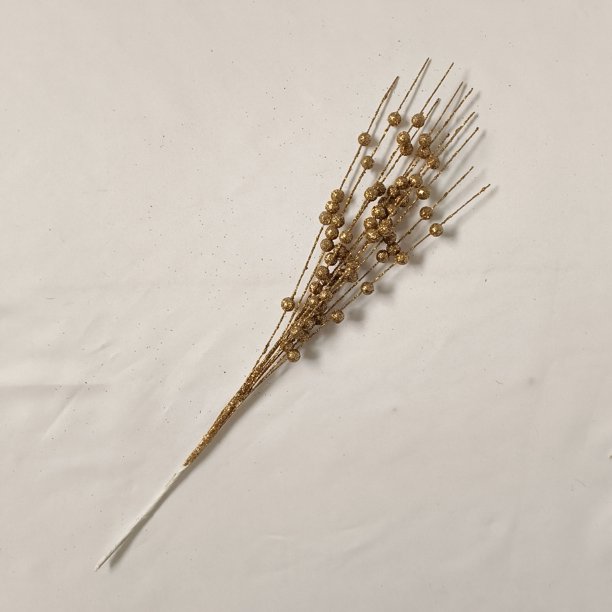 Decoración navideña, polvo dorado, bola de bayas, manojo de purpurina artificial, tallo, adorno, tenedor, hilo, palo de cuentas, palo de purpurina, flor de ratán