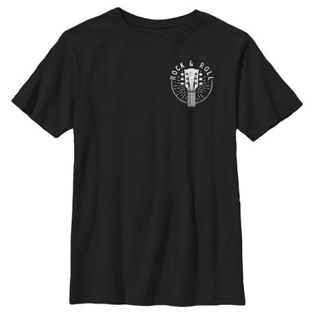 Boy's Lost Gods Rock & Roll Guitar Neck Badge Graphic Tee Black X Large