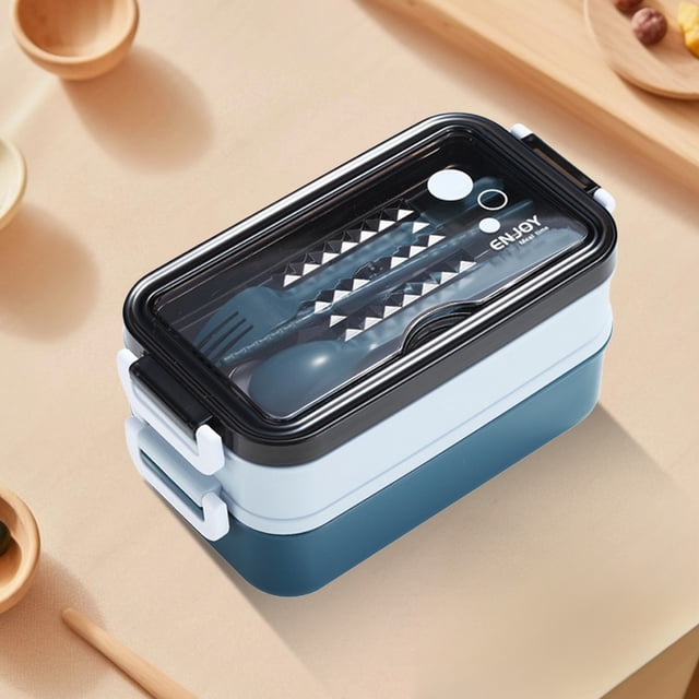 Boîte à Lunch Micro-Ondes à Double Couche, Contenant de Rangement Alimentaire Isolé, Boîte Scellée Résistante aux Hautes Températures, Conception Portable, pour Élèves et Travailleurs de Bureau, Solution de Préparation de Repas, à Emporter Akmoler