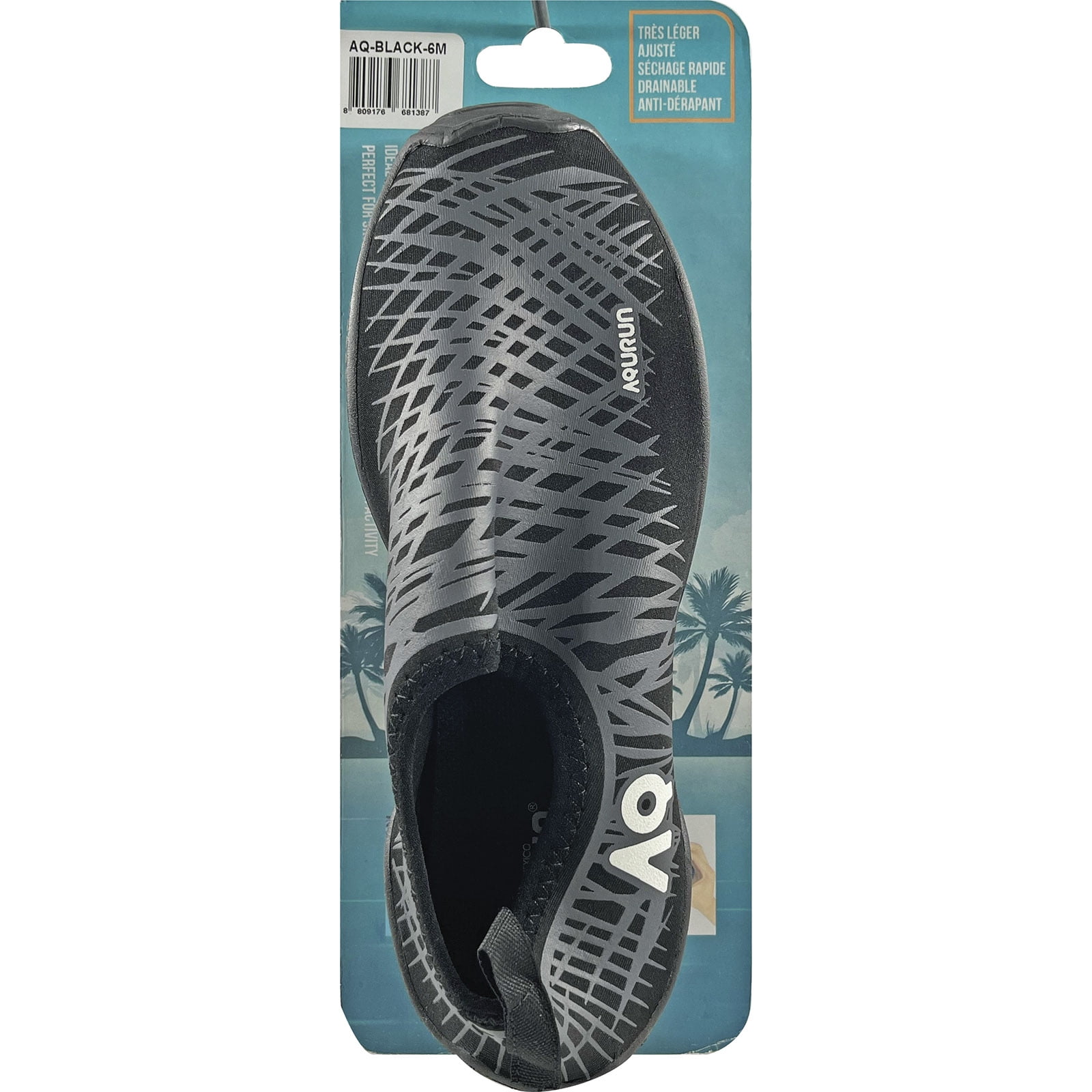 Aqurun Black/Gray Water Shoes, Men's Size 6/ Women's Size 7