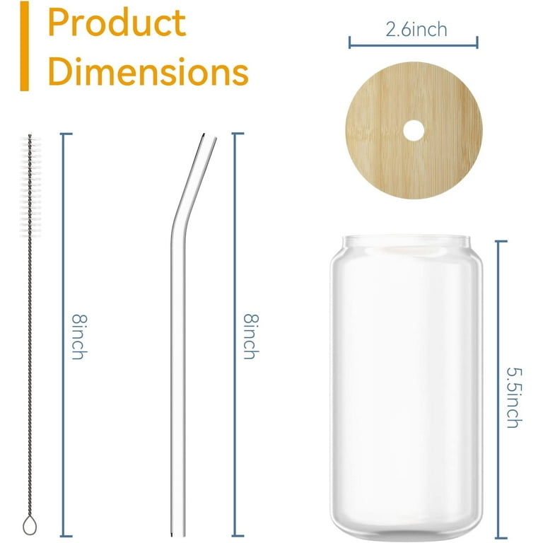 Whaline Drinking Glasses with Bamboo Lids and Glass Straw 4pcs Set - 16oz  Can Shaped Glass Cup, Iced…See more Whaline Drinking Glasses with Bamboo