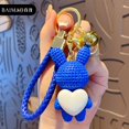 thumbnail image 1 of Bonito llavero de conejo de resina de dibujos animados, bonito llavero creativo exquisito para pareja, anillo, bolso, colgante, llavero con abalorio para mujer xuanjing unisex, 1 of 2