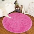 thumbnail image 3 of Junovo Round Fluffy Area Rugs For Kids Girls Princess Castle Plush Shaggy Carpet Cute Circle Nursery Rug For Kids Room Bedroom Living Room,4'x4',Hot Pink, 3 of 7