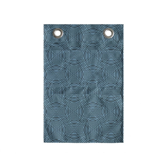 Abstract Surreal Hanging Pocket Organizer, Modern Circular Motifs Stripes Optical Illusion Print, Printed Polyester Storage Bag with Pockets, 14" x 20", Deep Sky Blue Grey