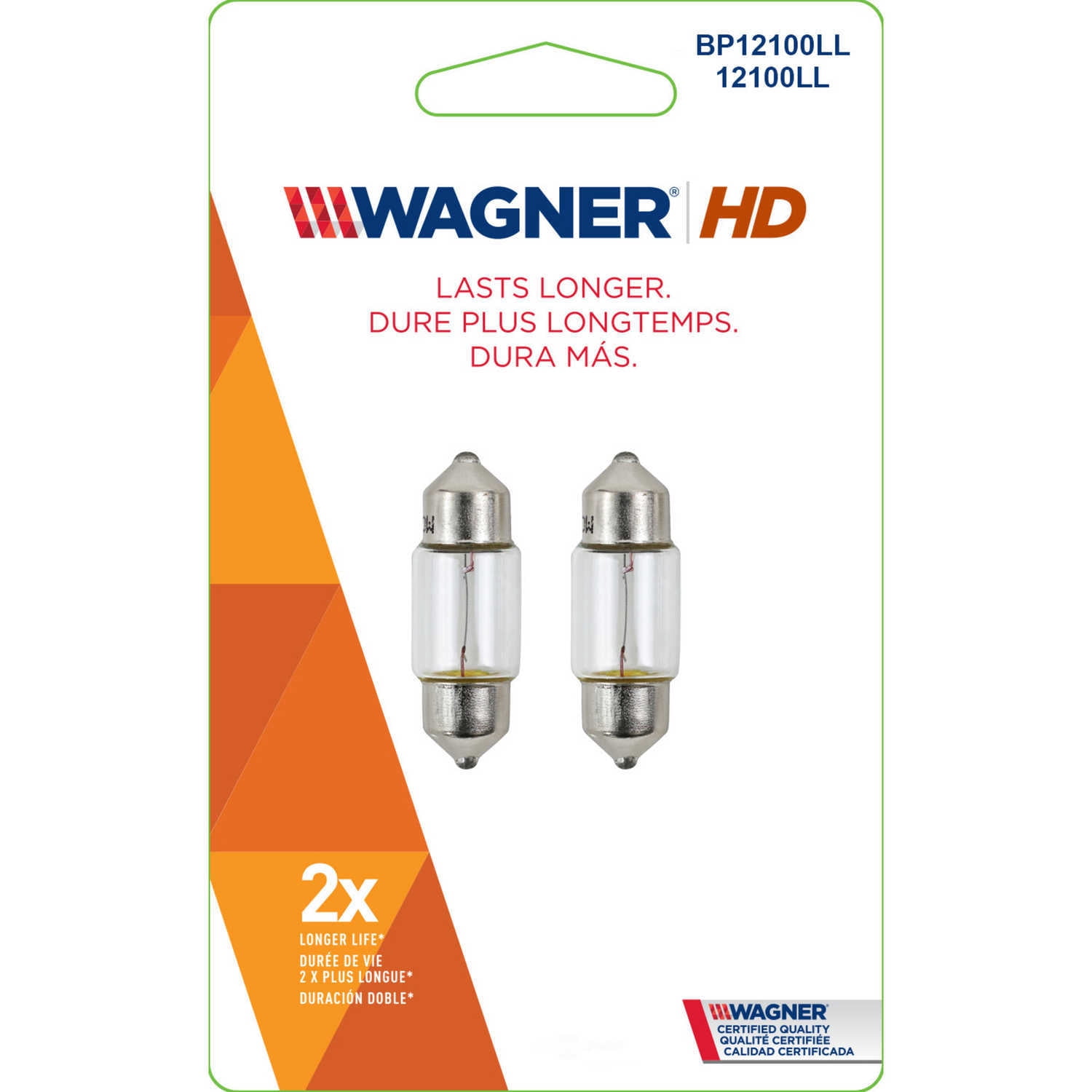 Wagner Lighting BP12100LL HD Long Life Multi-Purpose Light Bulb Card of 2