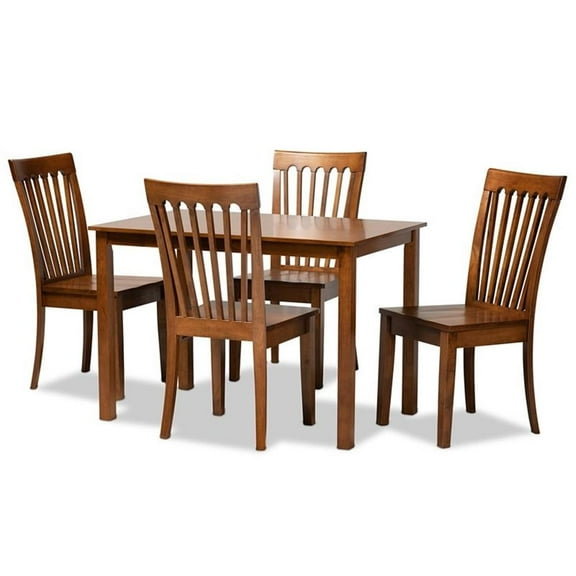 Bowery Hill Walnut Brown Finished Wood 5-Piece Dining Set