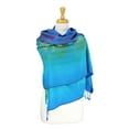 thumbnail image 2 of Pashmina Wrap Shawl Scarf Double Side Rainbow Silky Exotic Tropical Colorful, 2 of 3