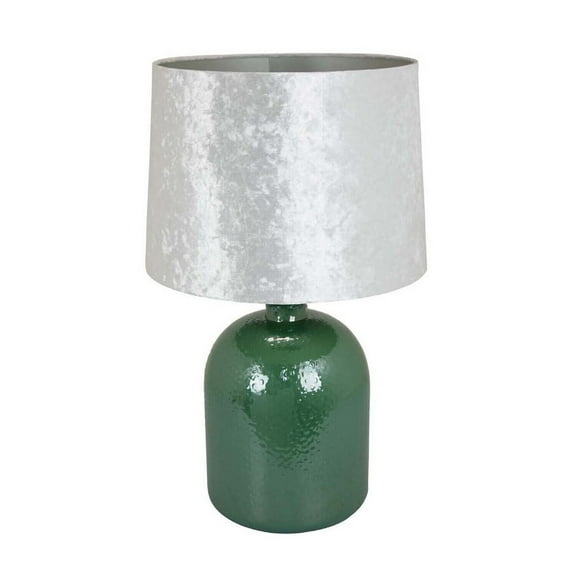 Modern Table Lamp - 25 Inch Stylish Home Decor - Green Glass BaseDrum Shade