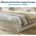 thumbnail image 4 of Full Bed Frame, Wood Platform Bed with Fluted Design, Low Profile BedFrame, Minimalist Bed Base with Noise-Free, Easy Assembly, No Box Spring Needed, Cream, 4 of 6