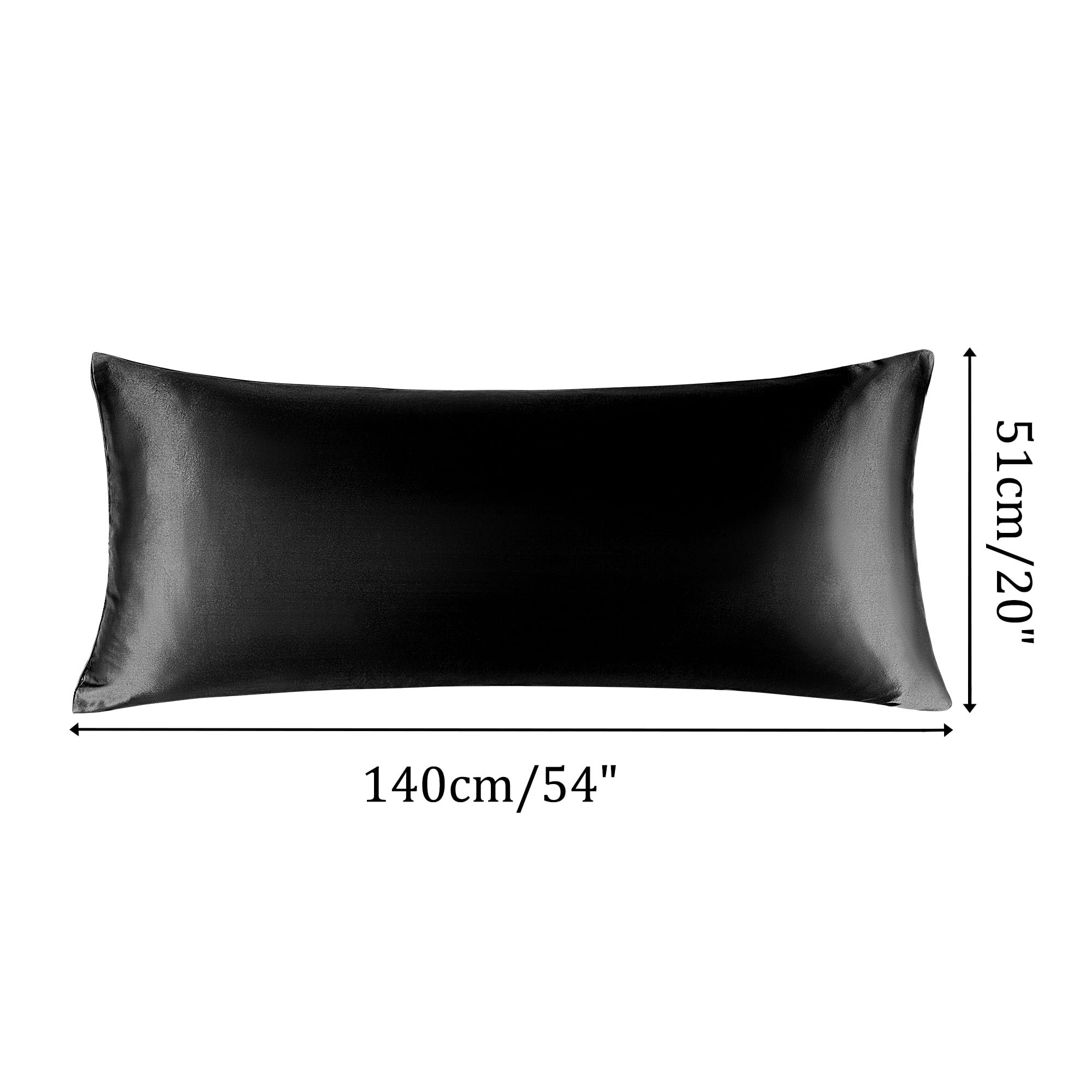 Unique Bargains 1 PC Satin Envelope Closure Body Pillowcases Black 20"x54"
