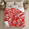 thumbnail image 5 of Playful Red White Candy Swirl Pattern Glossy Realistic, Festive Holiday Scene, Warm Flannel Blanket for Living Room and Family Room, Art Lovers Housewarming Gift, Festive Home Decor, 5 of 9