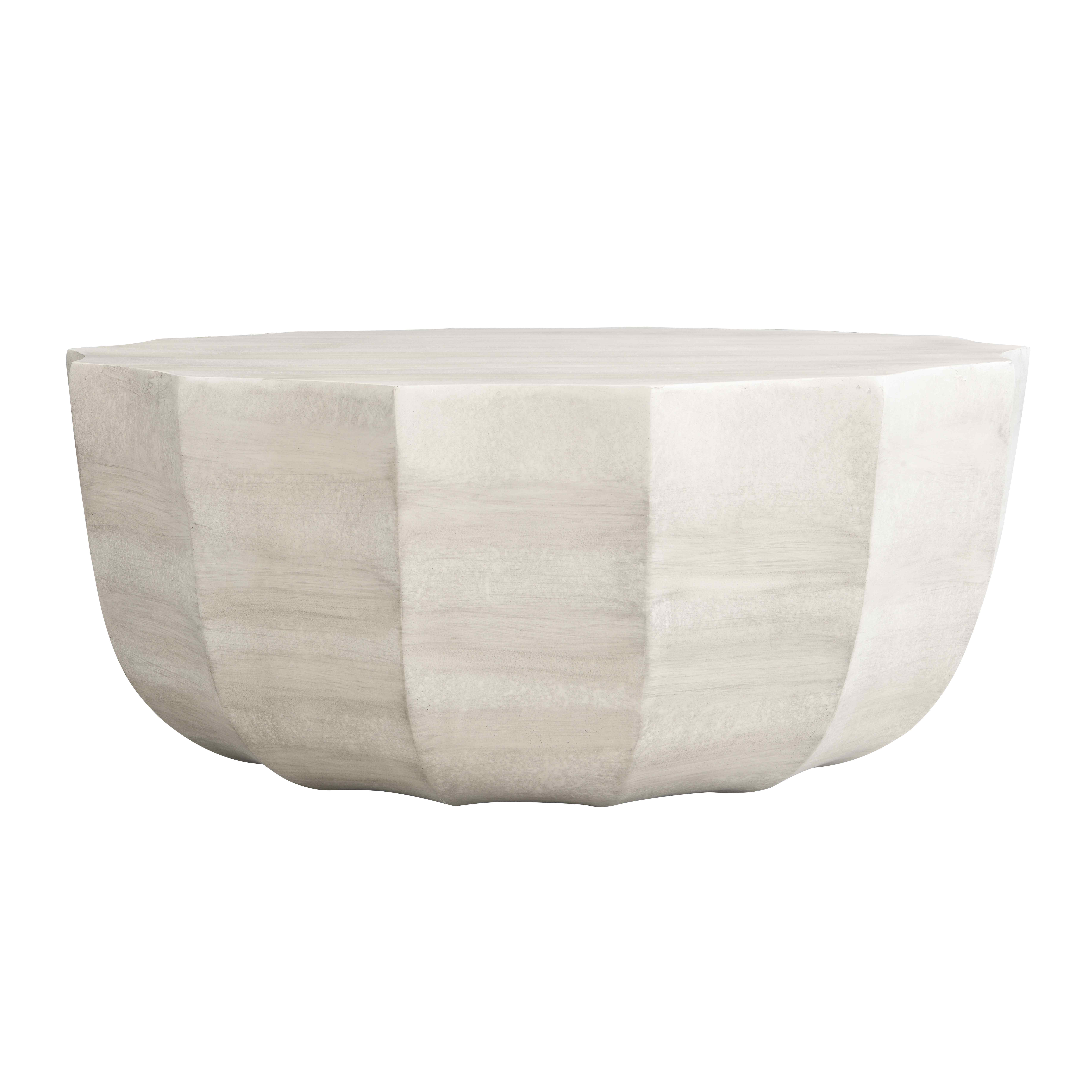 Lunale 35.43" Coffee Table for Indoor & Outdoor, Waterproof Durable MgO Cement Design, Off White
