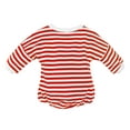 thumbnail image 2 of Salute Newborn Infant Baby Boys Girls Unisex Long Sleeve Stripe Onesie Romper Bodysuit Casual Clothing Outfit Red 18-24 Months, 2 of 5