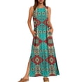 thumbnail image 2 of Nuoqisi Maxi Dress Summer Dresses 2026 Beach Summer Vacation Clothes Sleeveless V-Neck Sundresses Boho S-2XL, 2 of 8
