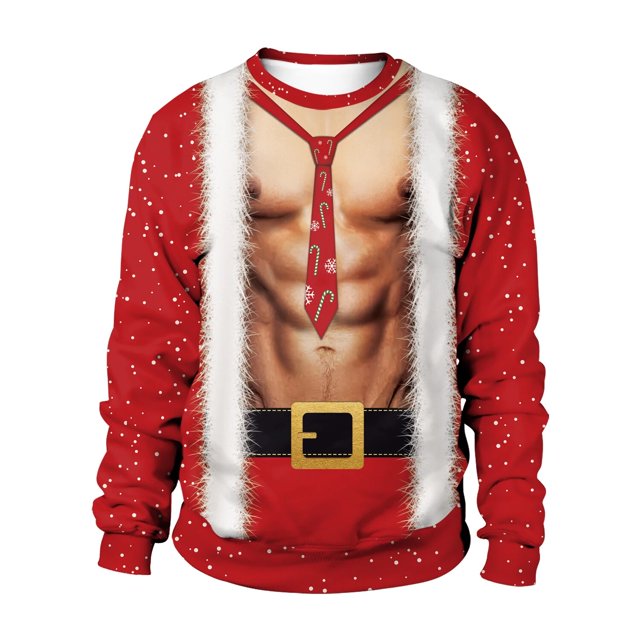 Sudadera con estampado navideño para hombre y mujer, jersey de cuello redondo de gran tamaño, ropa de Cosplay para fiesta de navidad