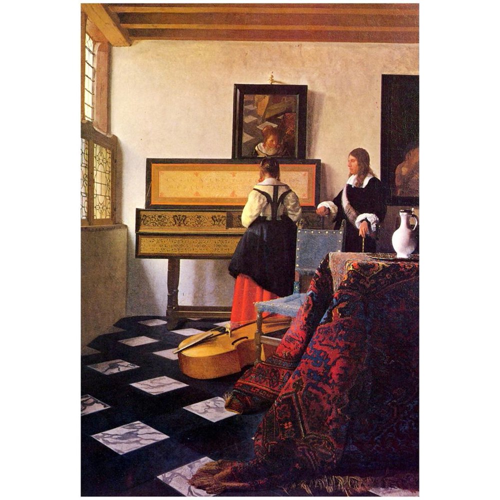 Johannes Vermeer The Music Lesson Art Print Poster 13x19 Walmart