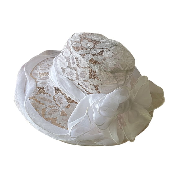 SUYIDA Elegant Women's Lace Flower Sun Hat Wide Brim Summer Beach Korean Style Mesh Visor