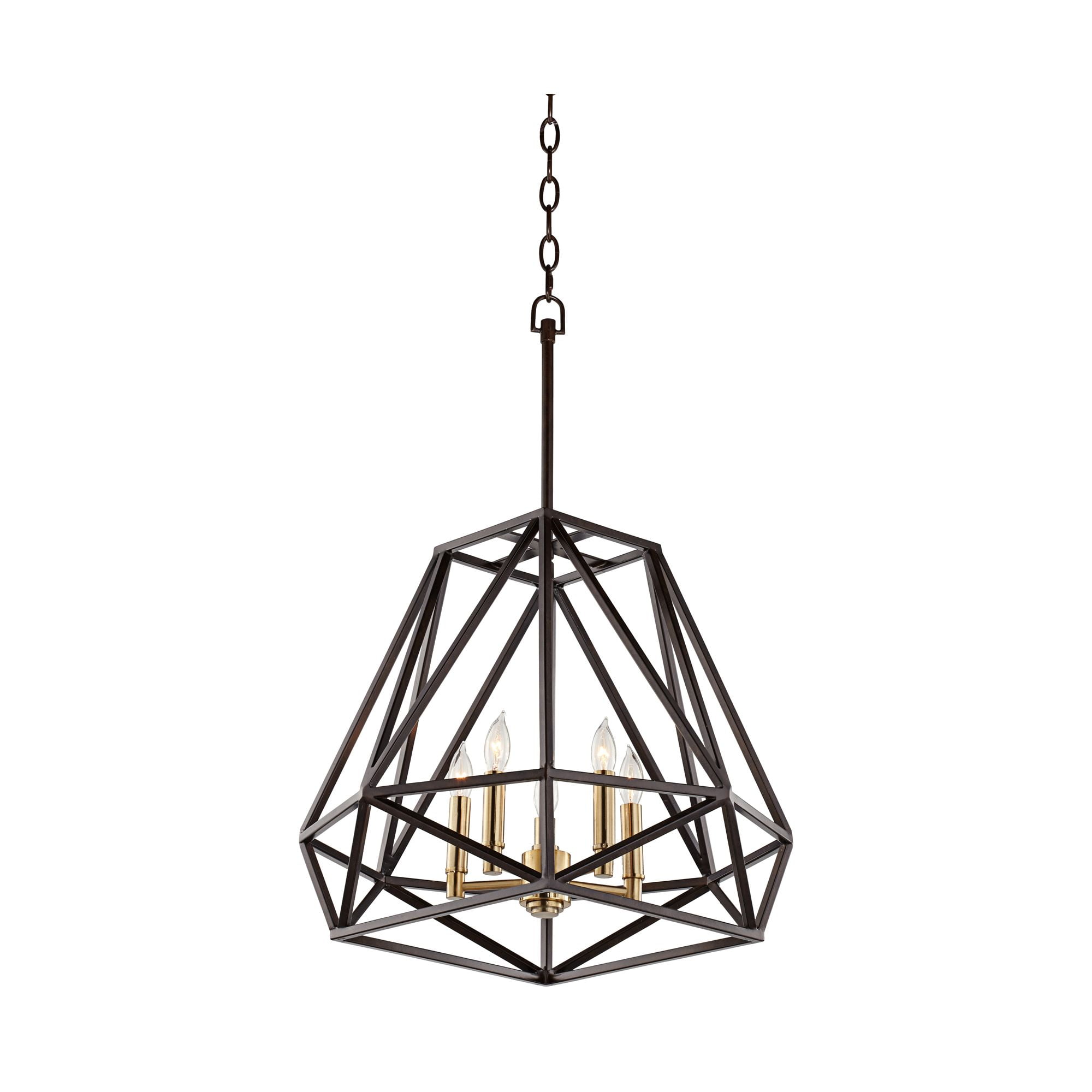 Franklin Iron Works Hawking Bronze Pendant Chandelier 20" Wide Modern Geometric Cage 5-Light Fixture for Dining Room House Kitchen Island Bedroom Home