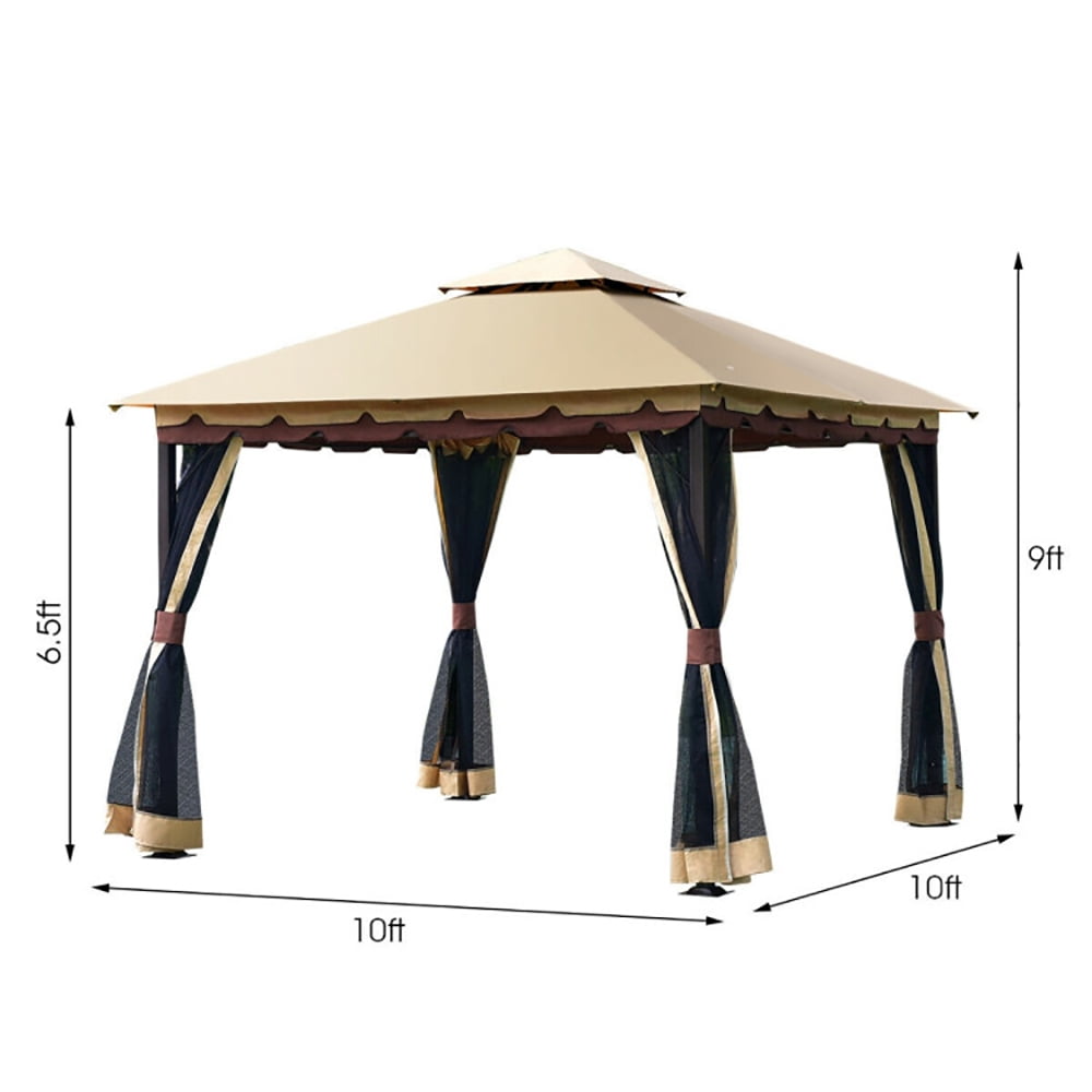 Aimee Lii 2-Tier 10 x 10 Feet Patio Shelter Awning Steel Gazebo Canopy, Backyard Gazebo Tent Aimee Lii 2-Tier 10 x 10 Feet Patio Shelter Awning Steel Gazebo Canopy, Backyard Gazebo Tent