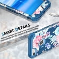 thumbnail image 2 of Casetego for iPhone SE 2020 / iPhone SE 2022 Case,Three Layer Heavy Duty Shockproof Protection Rubber Rugged Protective Case for Women Girls,Blue/Flower, 2 of 8