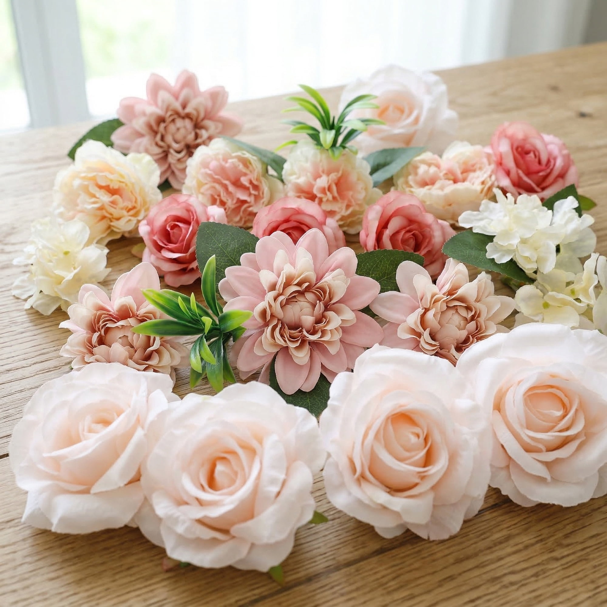 Unique Bargains Artificial Flowers Combo Box Set Pink and Orange 9.8"
