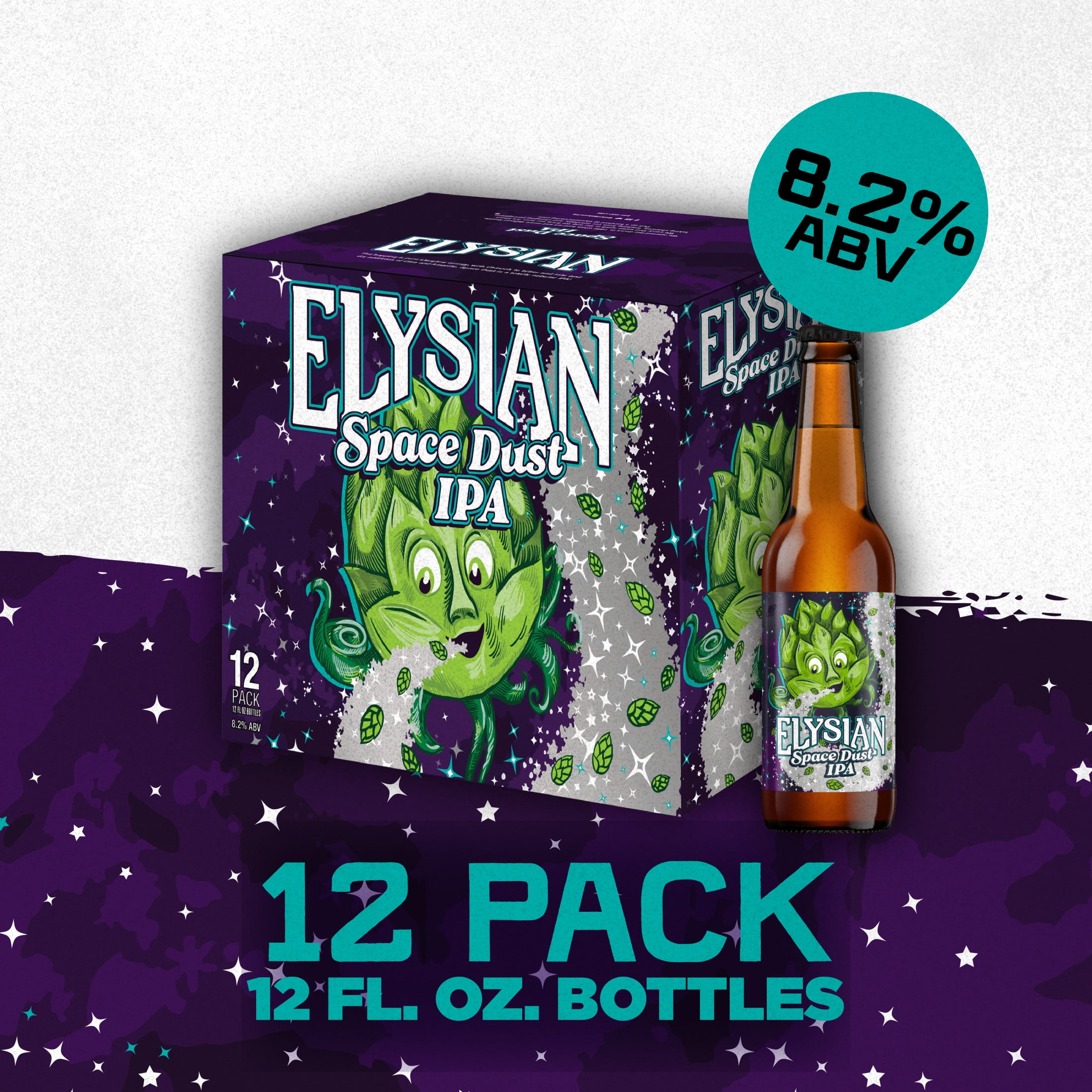 Elysian Space Dust IPA Craft Beer, 12 pack , 12 fl oz Glass Bottles, 8.2% ABV