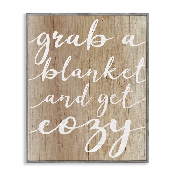 Stupell Industries Cottage Get Cozy Rustic Phrase Gray Framed Giclee Art, 16 x 20, by Lil' Rue