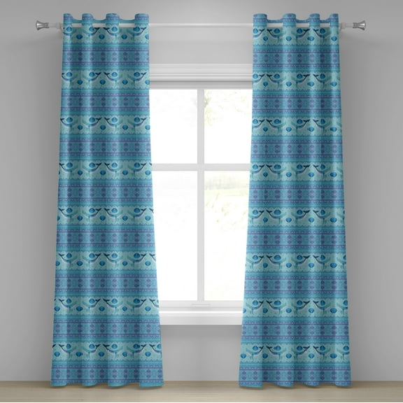 Ambesonne Whale Grommet Curtain, Oceanic Maritime, 50" x 120", Turquoise Lilac Blue