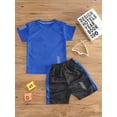 thumbnail image 6 of IEFIEL Kids Boys Quick-Dry Sports Suit Tracksuit Toddlers T-Shirt with Shorts Set Teens Football Basketball Training Outfit Blue 7-8, 6 of 7