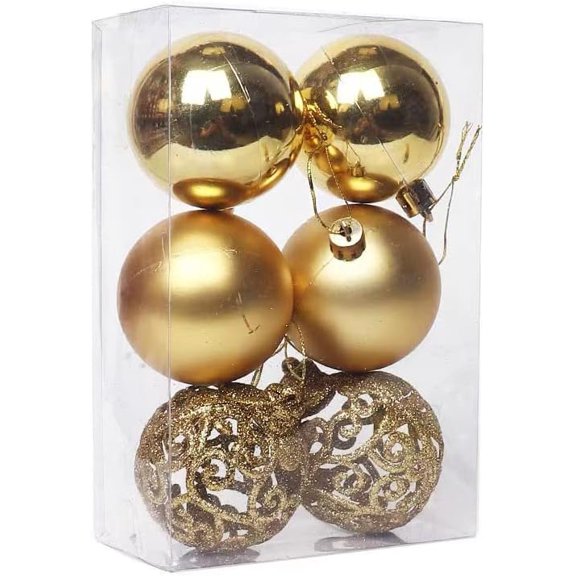 LINLIN 6Pcs 8cm Christmas Ball Assorted Christmas Ball Ball Glittering Christmas Tree Pendants Decorative Hanging Christmas Baubles Balls Ornaments Set