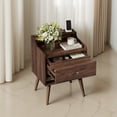 thumbnail image 5 of LEDREM Set of 2 Mid-Century Nightstands with Hidden Drawer,Bedside Tables with Open Shelf and Large Drawer,Solid Wood Legs,Natural Walnut, 5 of 6
