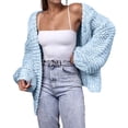 thumbnail image 3 of Womens Chunky Cardigan Cable Knit Oversized Open Front Cardigan Sweaters Blue XL, 3 of 6