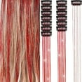 thumbnail image 6 of 6Pcs Clip In Hair Extensions 23.6 Inch for Girls Women Kids, Glitter Colored Clip-In Hairpieces for Christmas Cosplay Party, Fun Hair Accessory Kit, 6 of 7