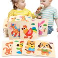 thumbnail image 3 of Gwong Juguete Lindo dibujos animados animal rompecabezas de madera tablero bebé niños aprendiendo temprano juguete educativo Gwong 21022403, 3 of 7