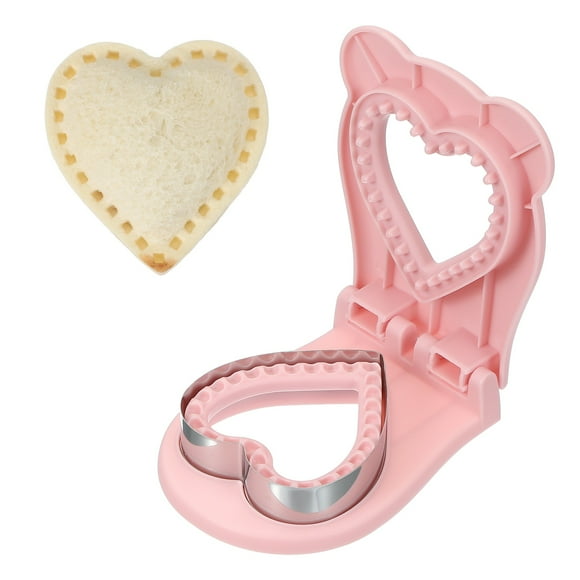 Uxcell Crustless Sandwich Cutter, Heart Shape Uncrustable Sandwich Maker Sealer Press Bread Cookie Cutter and Sealer for DIY Breakfast Lunch Afternoon Tea (Pink)