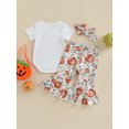 thumbnail image 4 of Canis Newborn Baby Girls Cotton Tops Romper Floral Pants 3Pcs Outfits Set Clothes, 4 of 14