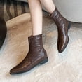 thumbnail image 4 of Wensltd Women's Chunky Heel Ankle Boots Brown Comfortable and Stylish Pointed Toe Booties with Zipper, 4 of 9
