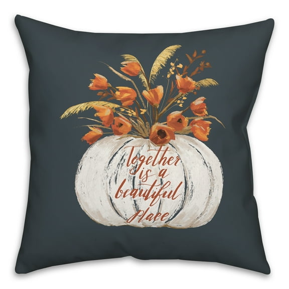 Creative Products Painted Pumpkin Floral 16 x 16 Spun Poly Pillow