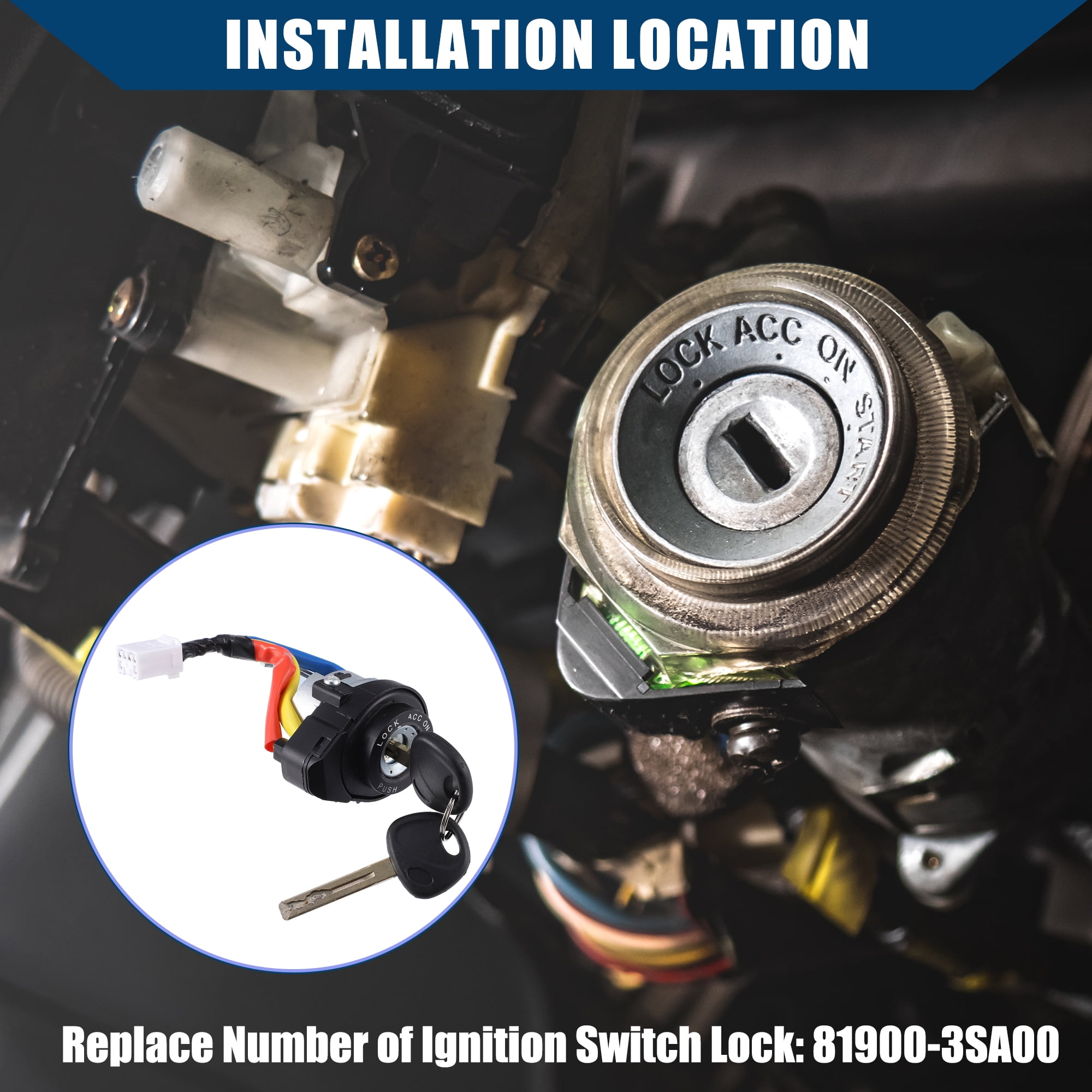 Unique Bargains Car Full Lock Cylinder Ignition Switch for Hyundai Sonata 2009-2014