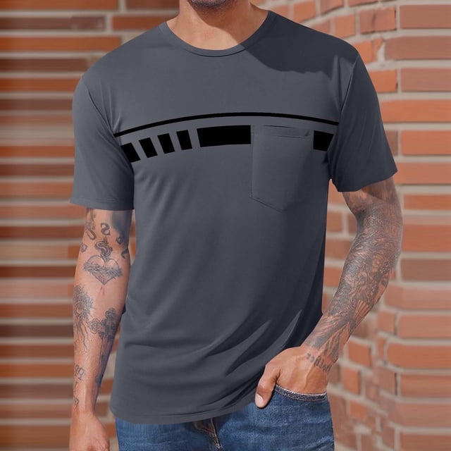 Tops para hombre, blusas y camisas de manga corta con cuello redondo para hombre, camisetas casuales estampadas con bolsillo para hombre, blusas de manga corta con cuello redondo, blusa para hombre, b