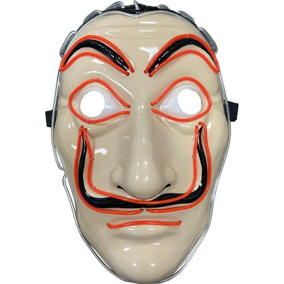 Dali Mask With 2 Color Party Wire EL Light Up Aqua And Red