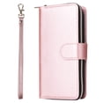 thumbnail image 5 of iPhone 14 Pro Max Case Wallet, iPhone 14 Pro Max Case  Women Men, Durable PU Leather Magnetic Flip Lanyard Strap Wristlet Zipper Card Holder Phone Case  iPhone 14 Pro Max, Rosegold, 5 of 13