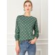 thumbnail image 3 of Allegra K Jersey De Punto De Lunares De Manga Larga Con Cuello Redondo Elástico De Invierno Oto?o Para Mujer Verde XL, 3 of 6