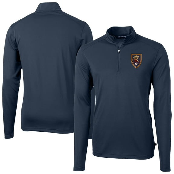 Men's-Cutter & Buck  Navy Real Salt Lake Virtue Eco Pique Recycled Quarter-Zip Top