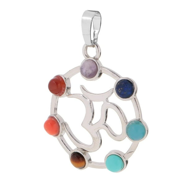 MERIGLARE Pendentif Septangle en Sanscrit Creux 7 Couleurs Charme Collier Reiki DIY Pendentif