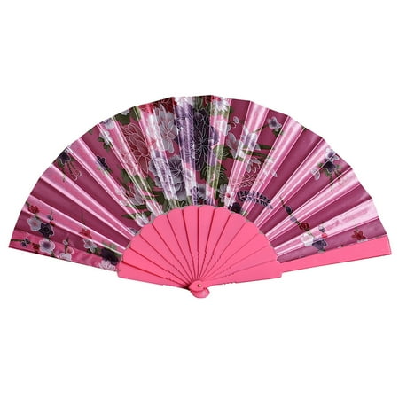 

wofedyo Chinese Style Dance Wedding Party Lace Silk Folding Hand Held Flower Fan Fans