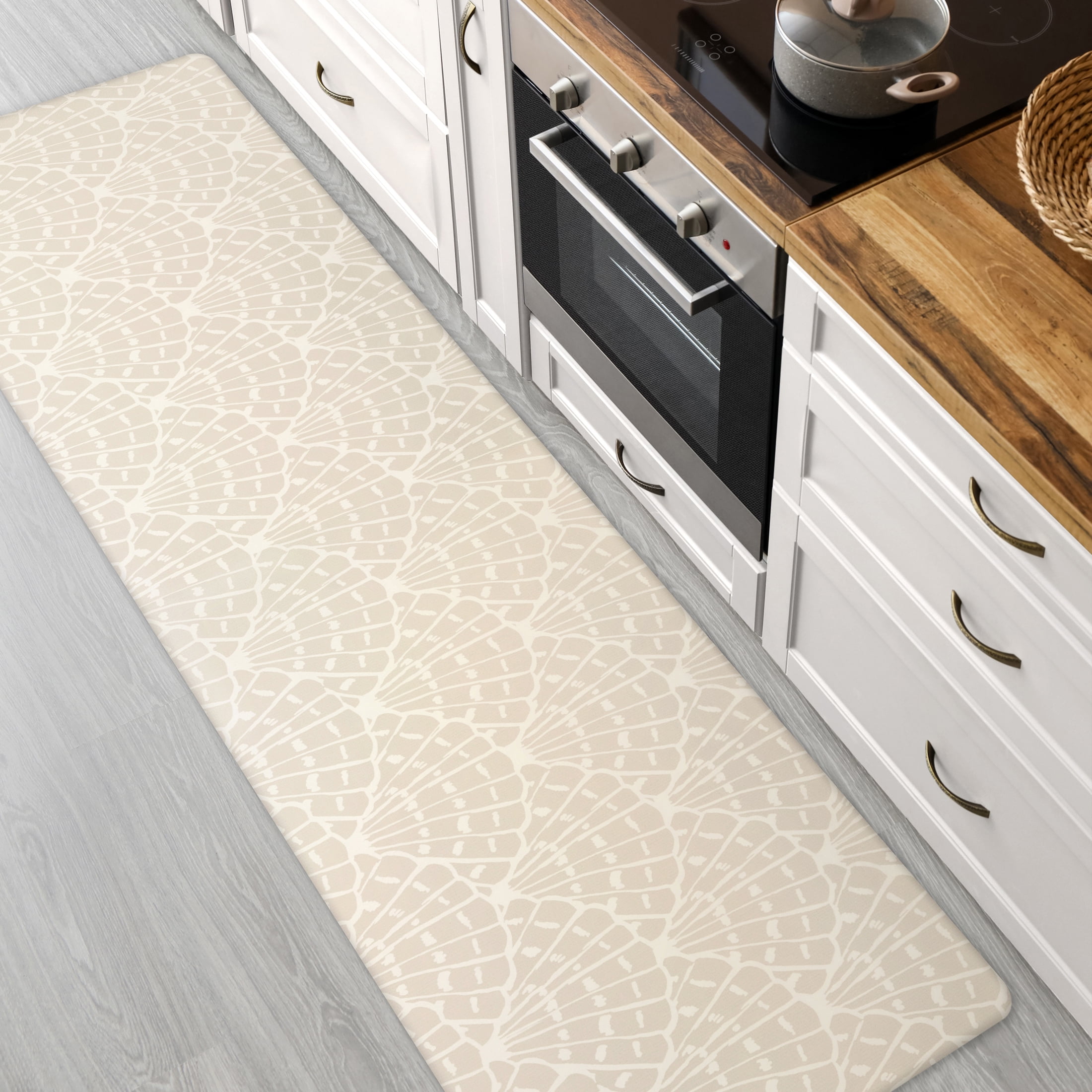 Apache Mills Cushion Comfort Sanibel Sea Shells in Papyrus Beige Kitchen Anti-Fatigue Mat, 20" x 60"