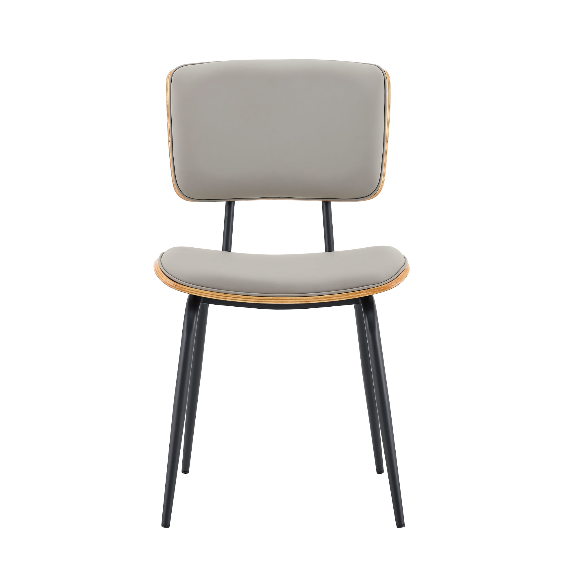 Leumius Dining Chairs Set of 4, Premium Faux Leather Upholstered Dining Room Chairs,High-Resilience Sponge Cushion,Sticker Craft Backrest,Metal Legs with Spray Coating Finish for Dining Room Gray