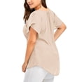 thumbnail image 4 of Innerwin T Shirt Solid Color Ladies Chiffon Tops Holiday V Neck Plus Size Tunic Blouse Khaki XL, 4 of 7
