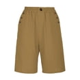 thumbnail image 5 of JJHGVB Womens Linen Shorts Beach Cropped Trousers Long Shorts for Women Beach Shorts with Pockets Beach Vacation Clothes Beach Resort Pants Lounge Shorts Pedal Pushers for Women Coffee M, 5 of 8